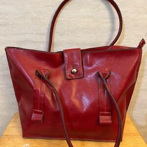 "Emilie M." Chic Red Leather Tote Bag